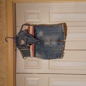 WOMENS DENIM & SUPPLY RL DENIM AMERICAN FLAG VEST SIZE L